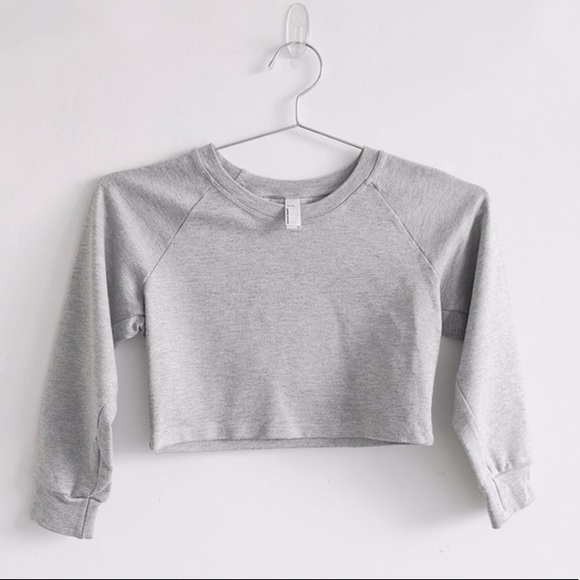 AA Solid Long Sleeve Ponte Crop Raglan Sweater - Picture 2 of 3